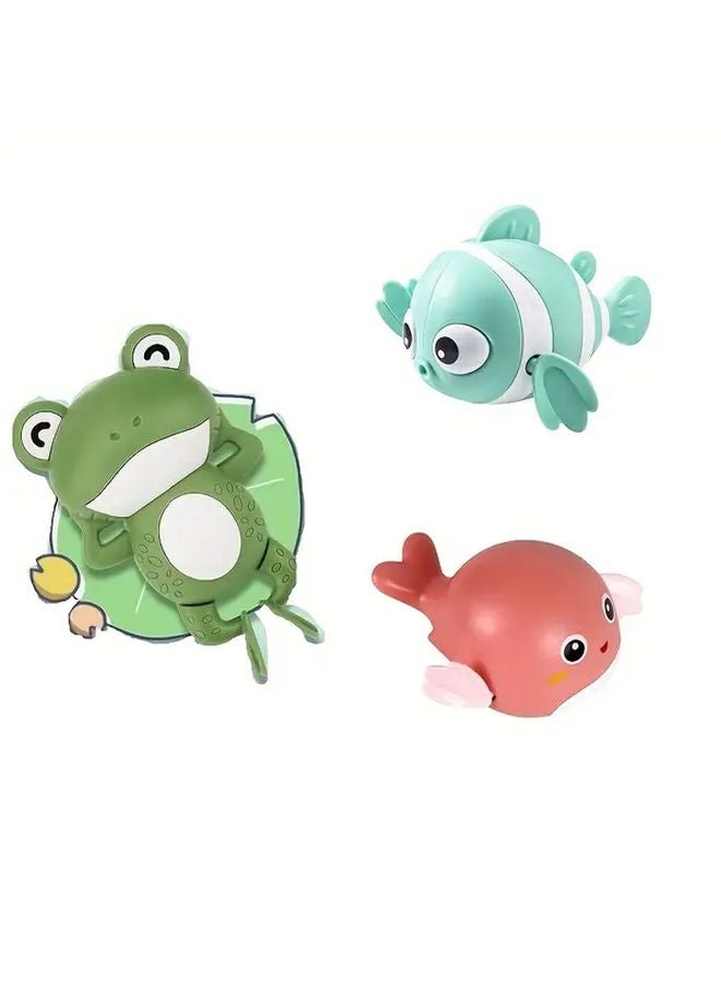 3Pcs Frog Fish Dolphin Bath Toys Durable Plastic Swimming Pool Floats For Toddlers - Image 1