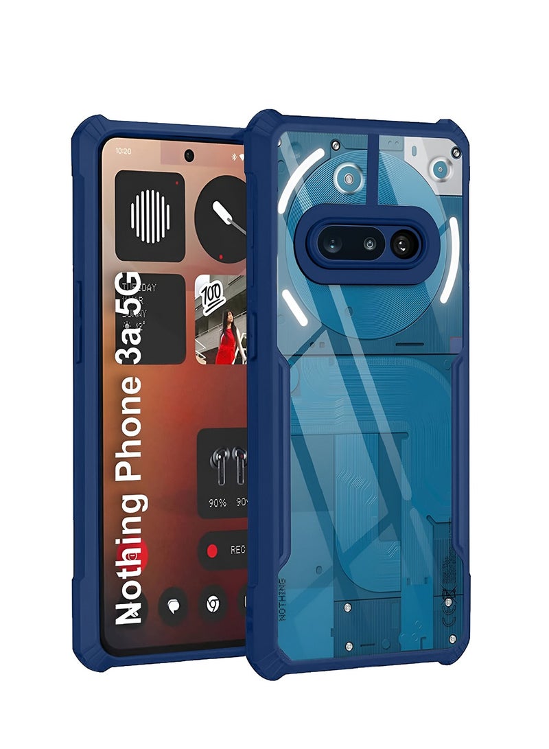 Wtech Nothing Phone (3a) 5G 2025 Hybrid TPU Silicone with Raised Armour Bumpers Slim Case Cover (MCAPSA) - Clear/Navy Blue - Image 1
