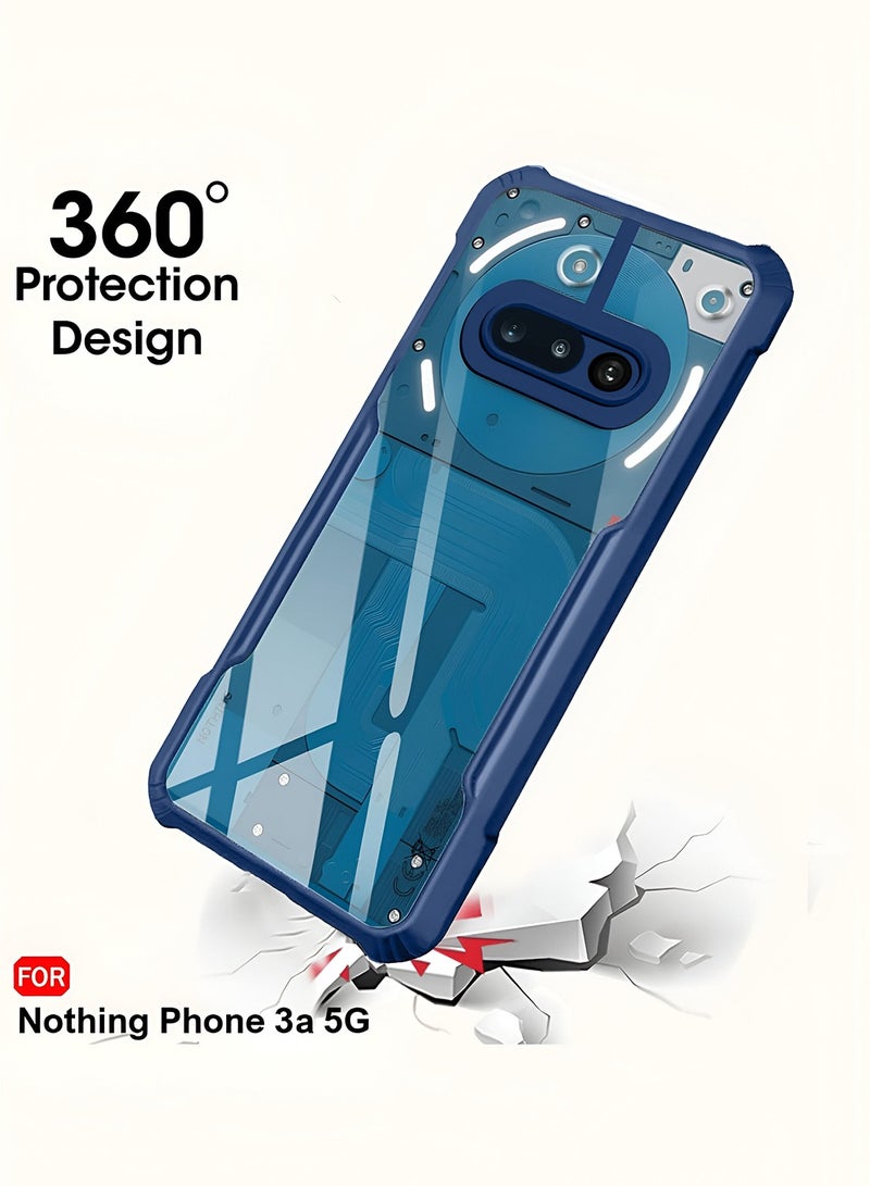 Wtech Nothing Phone (3a) 5G 2025 Hybrid TPU Silicone with Raised Armour Bumpers Slim Case Cover (MCAPSA) - Clear/Navy Blue - Image 2