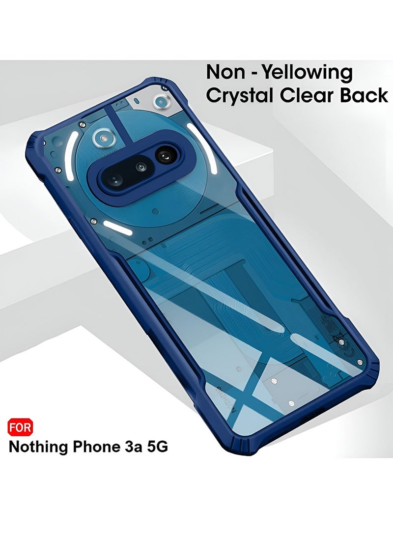 Wtech Nothing Phone (3a) 5G 2025 Hybrid TPU Silicone with Raised Armour Bumpers Slim Case Cover (MCAPSA) - Clear/Navy Blue - Image 3