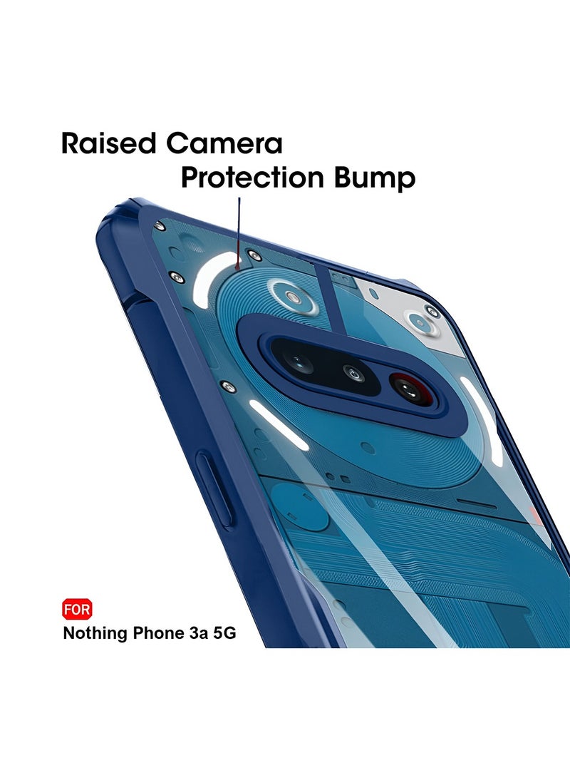 Wtech Nothing Phone (3a) 5G 2025 Hybrid TPU Silicone with Raised Armour Bumpers Slim Case Cover (MCAPSA) - Clear/Navy Blue - Image 4