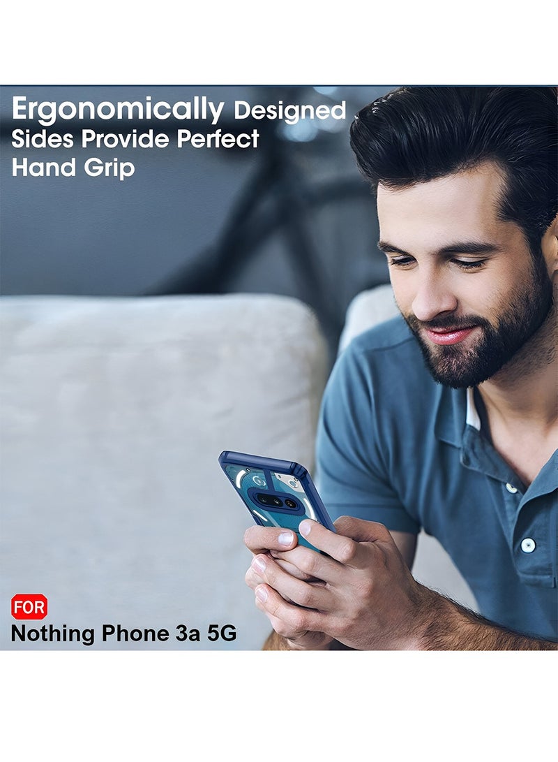 Wtech Nothing Phone (3a) 5G 2025 Hybrid TPU Silicone with Raised Armour Bumpers Slim Case Cover (MCAPSA) - Clear/Navy Blue - Image 5