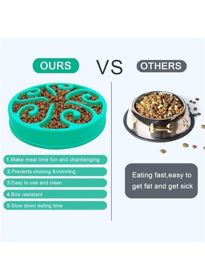 وعاء طعام ببطء للكلاب الكبيرة والمتوسطة، غير قابل للانزلاق، وعاء بازل للتغذية، أطباق تفاعلية لمنع الانتفاخ والاختناق، وعاء صحي للحيوانات الأليفة (أزرق) - Image 3