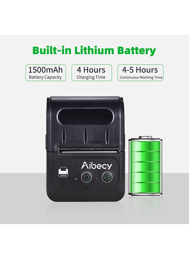 Bisofice - Portable Wireless BT 58mm 2 Inch Thermal Receipt Printer Mini USB Bill POS Mobile Printer Support ESC/POS Print Command Compatible with Android/iOS/Windows for Small Business Restaurant Retail Store - Image 1