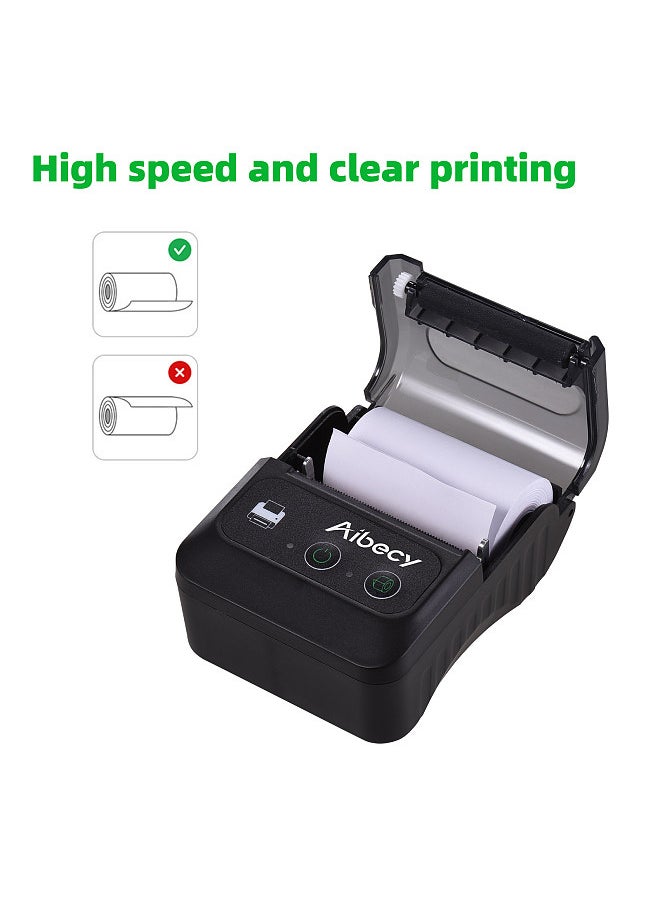 Bisofice - Portable Wireless BT 58mm 2 Inch Thermal Receipt Printer Mini USB Bill POS Mobile Printer Support ESC/POS Print Command Compatible with Android/iOS/Windows for Small Business Restaurant Retail Store - Image 1
