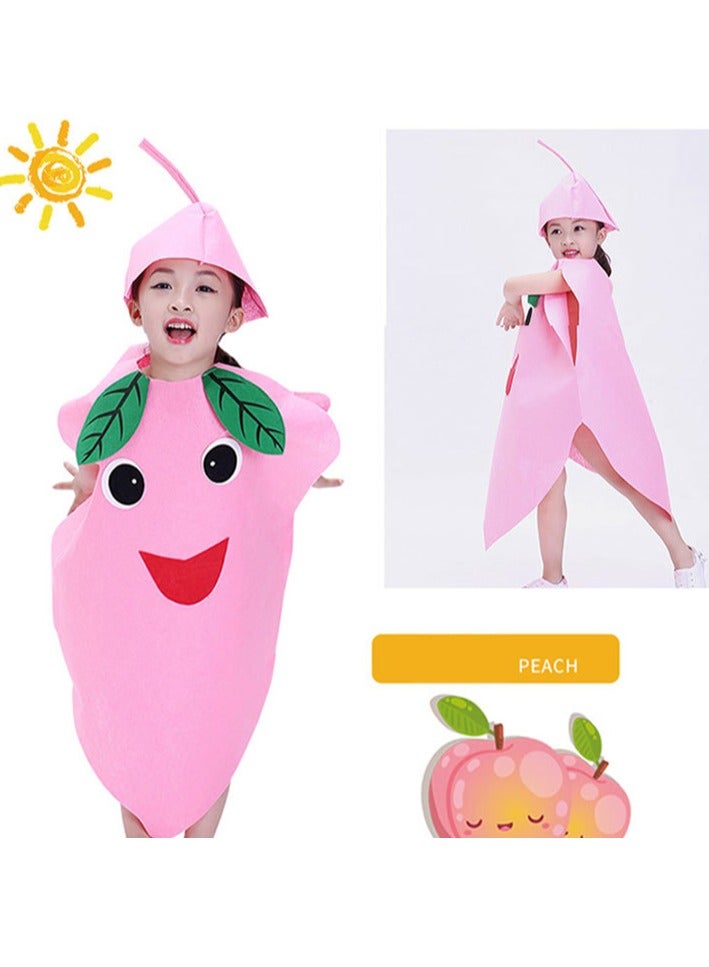 SOLARAE Kids Fruits Vegetables and Nature costumes Suits outfits Fancy Dress Party Boys Girls Costume with Hat Handmade Clothes Fruit Juicy peach - Image 2