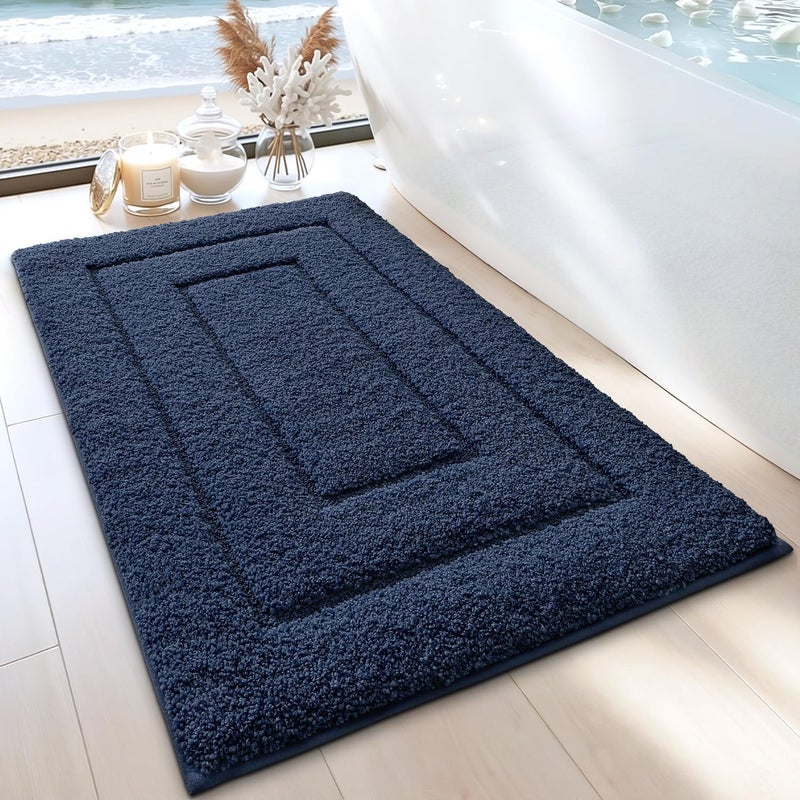 DEXI Bathroom Rug Mat 24x16, Non Slip Washable Soft Absorbent Mats, Rubber Backing Quick Dry Microfiber Rugs for Shower Floor, Bath Accessories Decor, Navy - Image 1