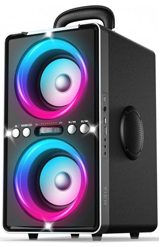 YIER Bluetooth Speaker, 200W Peak Loud Stereo with Big Bass, 20H Playtime, TWS, Fast Charging, Portable Handle, Wireless Large Boombox Bocina with LED Light for Party Outdoor Backyard Camping - Image 1