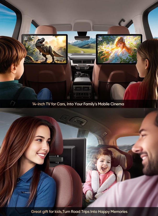 Seventour Headrest Monitor for Car 14 Inch 4K Android 13 for Rear Entertainment System Phone Holder Wireless Touch Screen with Wifi/Bluetoo - Image 3