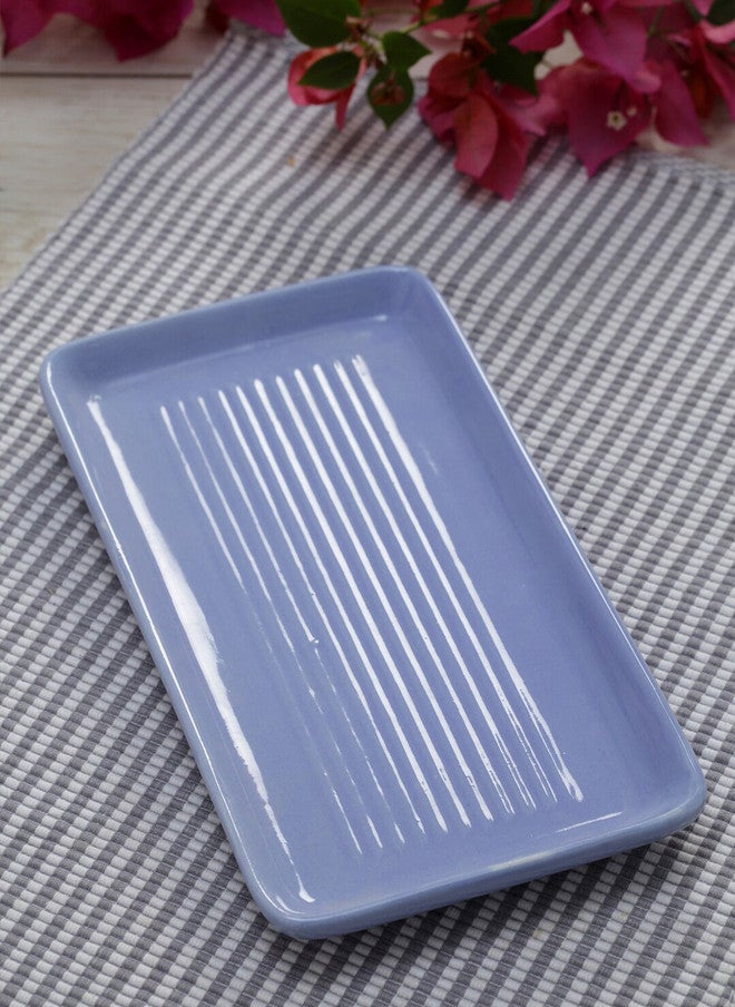 Arrabi Praveen Name Personalised Blue Striped Ceramic Microwave Safe 2 Piece Mug with Tray-220ml - Image 2