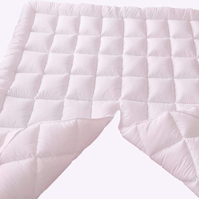 MATTRESS TOPPER TOPSPLITKING 2 INCHES HYPOALLERGENIC OVERFILLED DOWN ALTERNATIVE ANCHOR BANDS MATTRESS TOPPER
