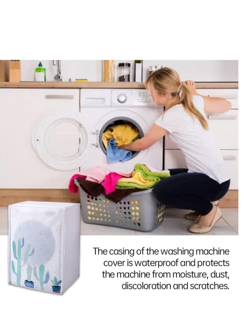 Washing Machine Cover, Clothes Washer Dust Dryer Cover Lid Tumble Dustproof Cover Case with Zipper for Front Load Washer Protection Waterproof Sun Cartoon Pattern for Drum Washing Machine  - Image 3