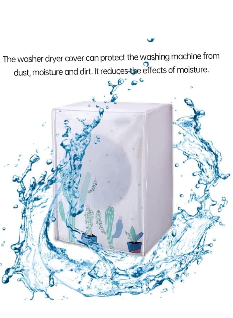 Washing Machine Cover, Clothes Washer Dust Dryer Cover Lid Tumble Dustproof Cover Case with Zipper for Front Load Washer Protection Waterproof Sun Cartoon Pattern for Drum Washing Machine  - Image 2