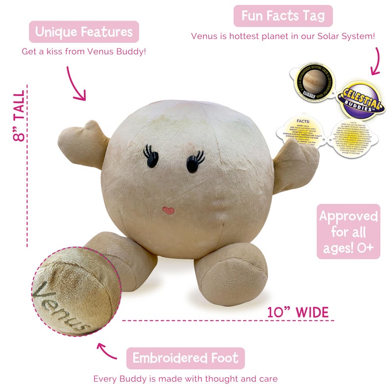 Celestial Buddies Venus Buddy  10 Soft Stuffed Plush Embroidered Features Fun Planet Facts Tag for Kids  STEM Learning Educational Gift Classroom  Homeschool Science Space Astronomy  0 - Image 3