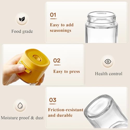 SKYTONE 2 PCS Salt and Pepper Shakers, Precise Quantitative Salt Shaker with Clear Glass - 0.5g Salt per Press, Salt and Pepper Set for Cooking Table Camping RV Outdoor BBQ (2) - Image 5