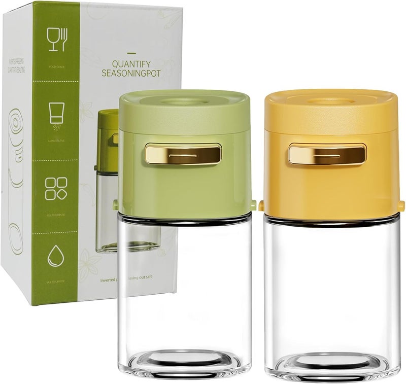 SKYTONE 2 PCS Salt and Pepper Shakers, Precise Quantitative Salt Shaker with Clear Glass - 0.5g Salt per Press, Salt and Pepper Set for Cooking Table Camping RV Outdoor BBQ (2) - Image 1