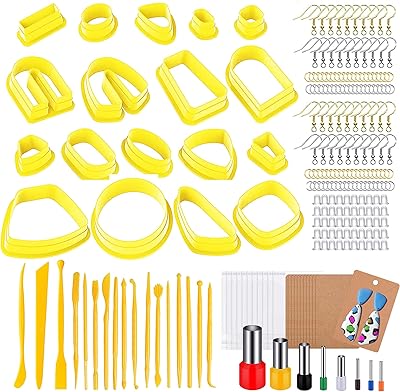 Yayatty Yayatty 400 PCS Polymer Clay Cutters Set, 18 Shapes Clay Earring Cutters with Earrings Accessories, Clay Pattern  - Image 1