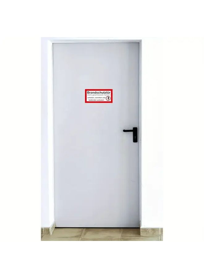 4pcs Fire Door Warning Labels German Stets Geschlossen Halten Sign 8.27x4.13 Inch Red White PVC Safety Stickers For Businesses Public Areas Factories - Image 4