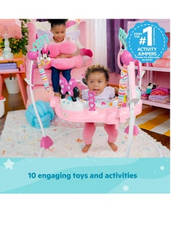 Bright Starts Bright Starts Disney Baby Minnie Mouse Forever Besties Baby Activity Center Jumper with 10 Toys, Lights & Sounds, 360-Degree Seat, 6-12 Months (Pink)  - Image 4