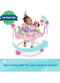 Bright Starts Bright Starts Disney Baby Minnie Mouse Forever Besties Baby Activity Center Jumper with 10 Toys, Lights & Sounds, 360-Degree Seat, 6-12 Months (Pink)  - Image 2