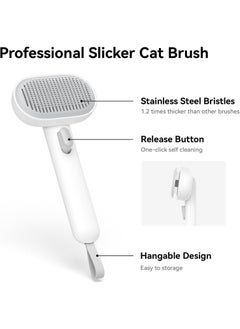 Meetion Cat Brush for Shedding and Grooming, Self Cleaning Slicker Brush for Short or Long Haired Cats, Pet Dog Hair Brush for Puppy Kitten Massage Removes Loose Undercoat, Mats, Tangled Hair, Shed Fur  - Image 2