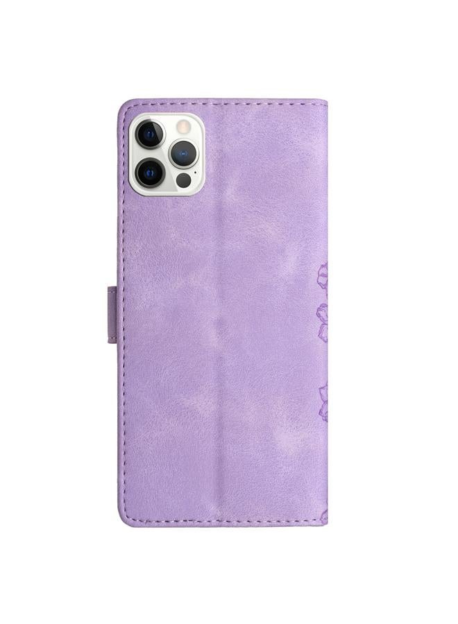 اس-توب جراب لهاتف iPhone 13 Pro Max مصنوع من مادة البولي يوريثان المنقوشة بنقشة زهور الكرز والفراشات - Image 3