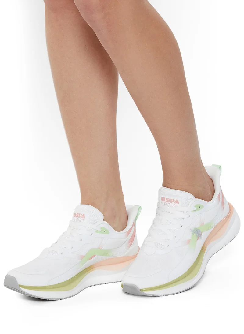 U.S. Polo Assn. Women's White Low-Top Limited Edition Ramadan Exclusive Sneakers – Luxe Shine, Effortless Elegance!