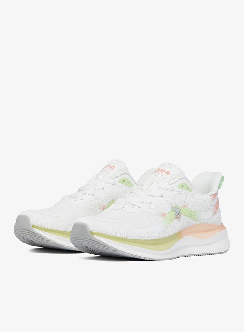 U.S. Polo Assn. Women's White Low-Top Limited Edition Ramadan Exclusive Sneakers – Luxe Shine, Effortless Elegance!