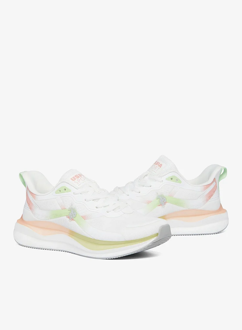 U.S. Polo Assn. Women's White Low-Top Limited Edition Sneakers Shoes - Luxe Shine, Effortless Elegance!