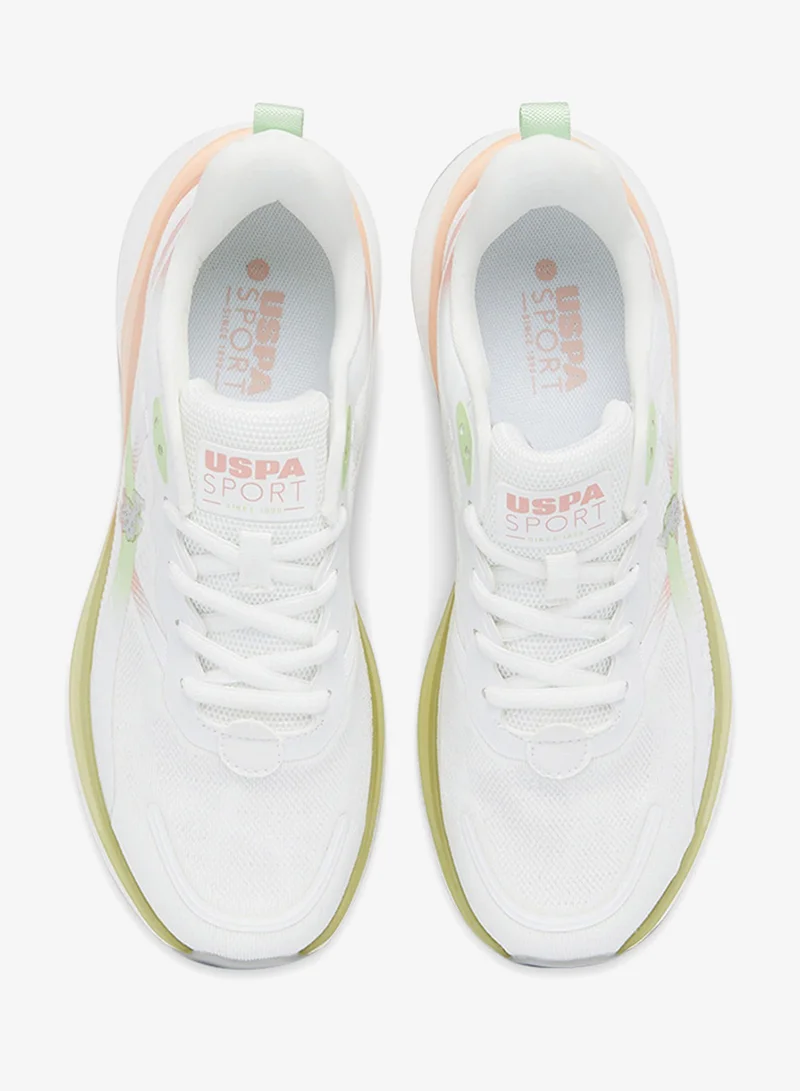 U.S. Polo Assn. Women's White Low-Top Limited Edition Sneakers Shoes - Luxe Shine, Effortless Elegance!