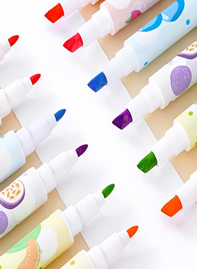 ويش كي أقلام تحديد برائحة الفواكه من WISHKEY برأسين، حبر مائي غير سام، أقلام تحديد سريعة الجفاف برأسين متعددة الأغراض للأطفال والكبار، 8 سنوات فما فوق (عبوة من 6 أقلام، متعددة الألوان) - Image 3