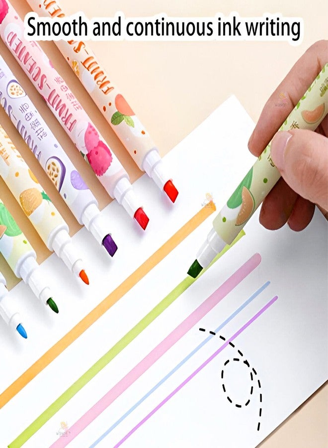 ويش كي أقلام تحديد برائحة الفواكه من WISHKEY برأسين، حبر مائي غير سام، أقلام تحديد سريعة الجفاف برأسين متعددة الأغراض للأطفال والكبار، 8 سنوات فما فوق (عبوة من 6 أقلام، متعددة الألوان) - Image 4