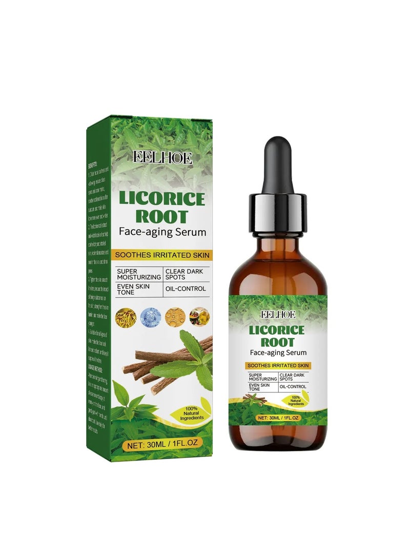 EELHOE Face Aging Serum, 30ml Moisturizing Face Essence, Natural Licorice Root Extract Brightening Face Oil, Anti Wrinkles Face Serum For Skin Brightening, Wrinkle Removal And Pore Shrinking - Image 1