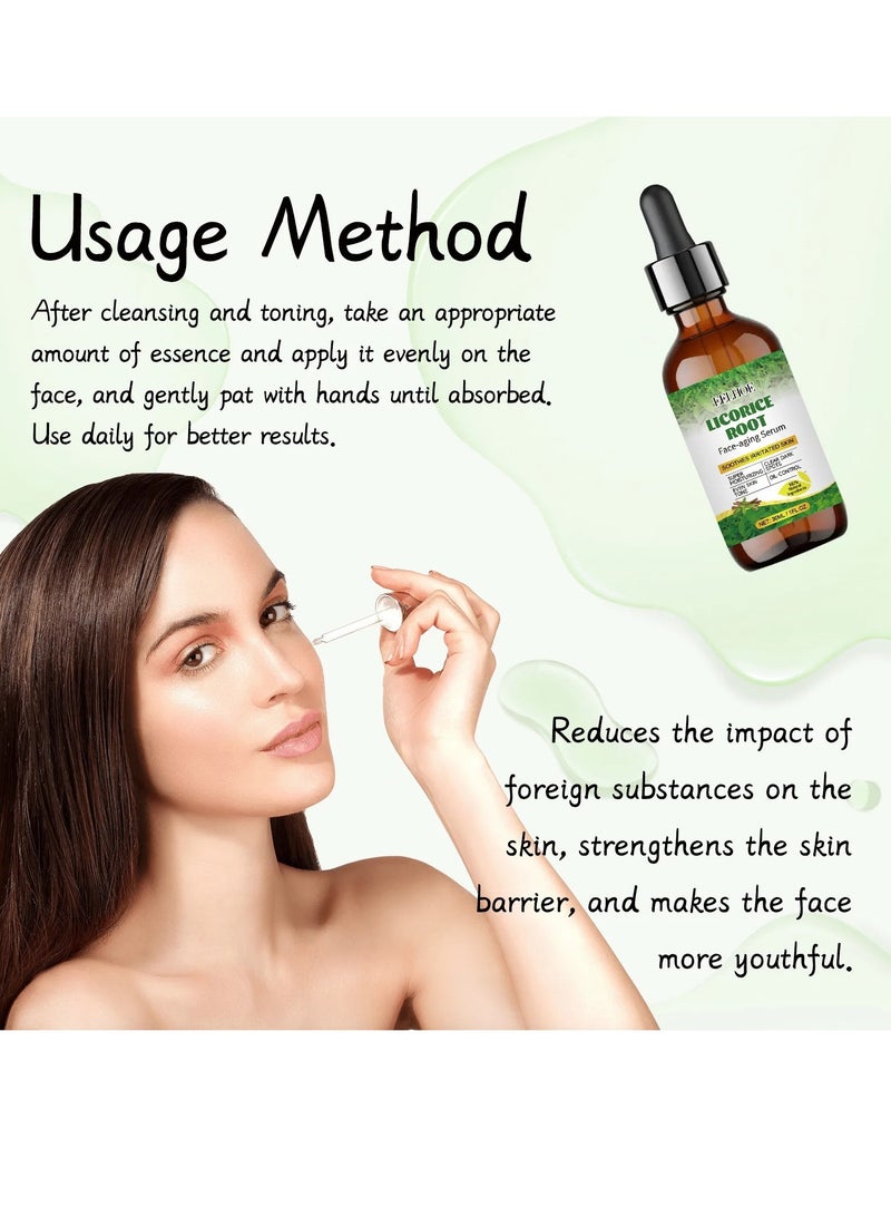EELHOE Face Aging Serum, 30ml Moisturizing Face Essence, Natural Licorice Root Extract Brightening Face Oil, Anti Wrinkles Face Serum For Skin Brightening, Wrinkle Removal And Pore Shrinking - Image 5