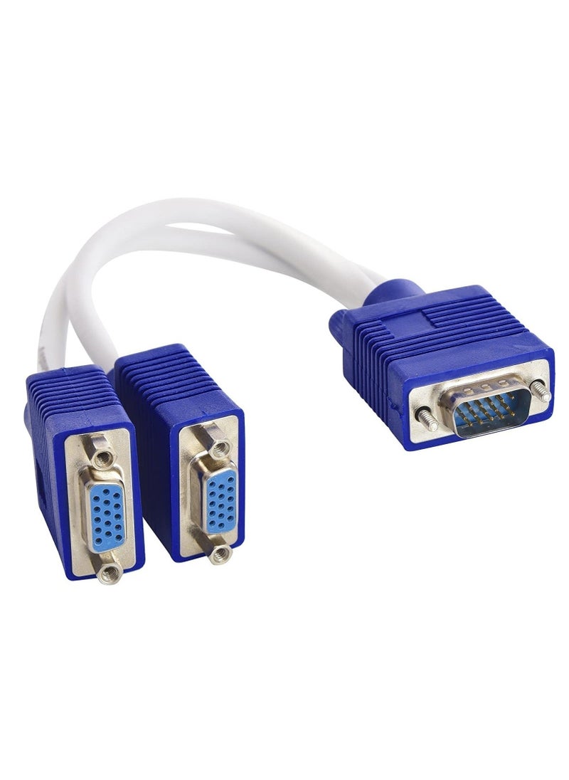 JSBazar 503-74 VGA Y-splitter 1 to 2, Passive - White & Blue  - Image 2