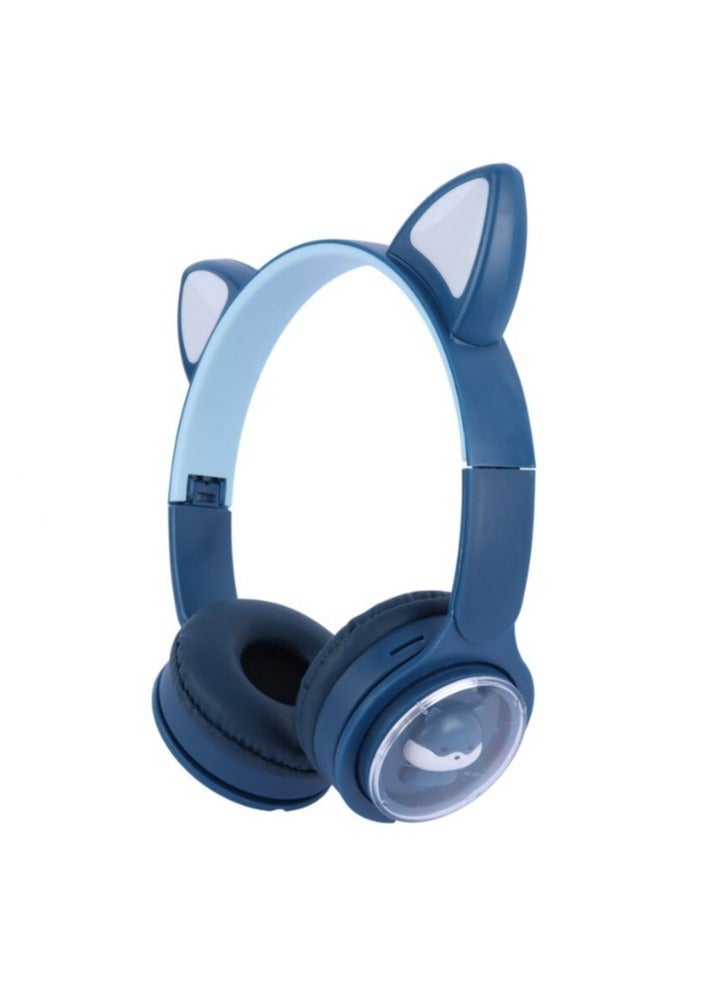 M31 Bluetooth Headphones High-quality stereo sound with RGB lighting - supports TF card and FM radio - foldable comfortable for extended use - Navy Blue