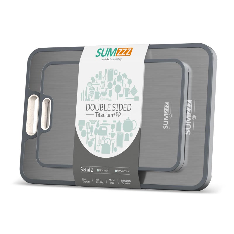 Sumzzz Titanium Cutting Board Double Sided Food Grade, Pure Titanium/PP for Kitchen, Cutting Board Easy to Clean[15.5â€*10.5â€+12â€*8.5â€] - Image 1
