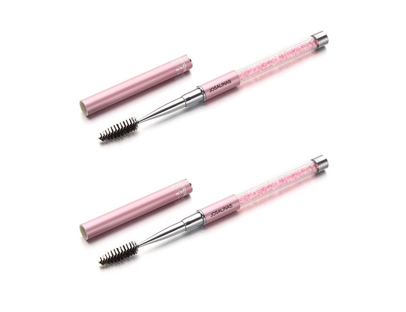 JOSALINAS 2PCS Mascara Brushes Eyebrow Eyelash Brushes Mascara Wands Applicators Eye Brushes Portable Cosmetic Brushes with Cap Spoolies Brushes for Eyelash Extensions and Eyebrows, Pink - Image 5