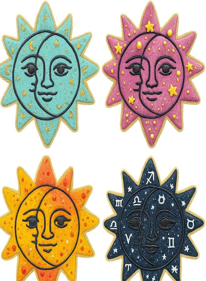 Mighty Gadget Celestial Sun and Moon Cookie Cutter & Stamp - 4x4" Heavenly Design for Lunar Celebrations (Random Color) - Image 4