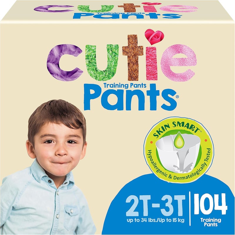 Cuties Training Pants, Boy, White/Blue, 26 Count (Pack of 4) - Image 1