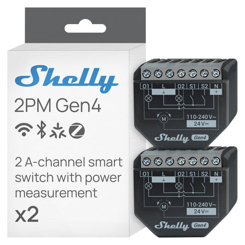 Shelly 2PM Gen4 WiFi Zigbee Matter 2Channel Smart Relay Switch with Power Metering Home Automation Alexa SmartThings Google Home HomeKit Compatible Roller Shutters Control 2 Pack - Image 2