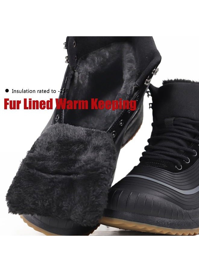 Ulogu Snow Boots men Waterproof Insulated Black Duck Boots Fur Lined Warm Ankle Booties Lightweight Comfortable Winter Walking Shoes Zapatos Botas Invierno Para hombres - Image 4