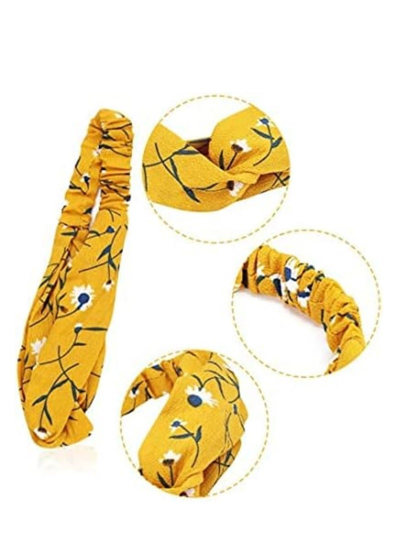 إسكدنيا 5 قطع عصابات رأس مرنة ذات عقدة ملتوية للنساء والفتيات، غير قابلة للانزلاق، بتصميم بوهو - Image 2