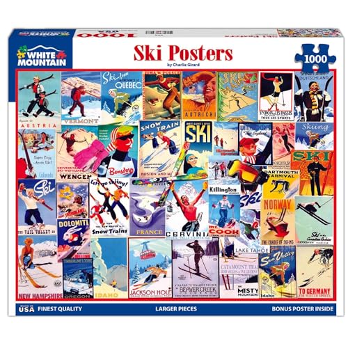 White Mountain Puzzles Ski Posters - 1000 Piece Jigsaw Puzzle - Image 2