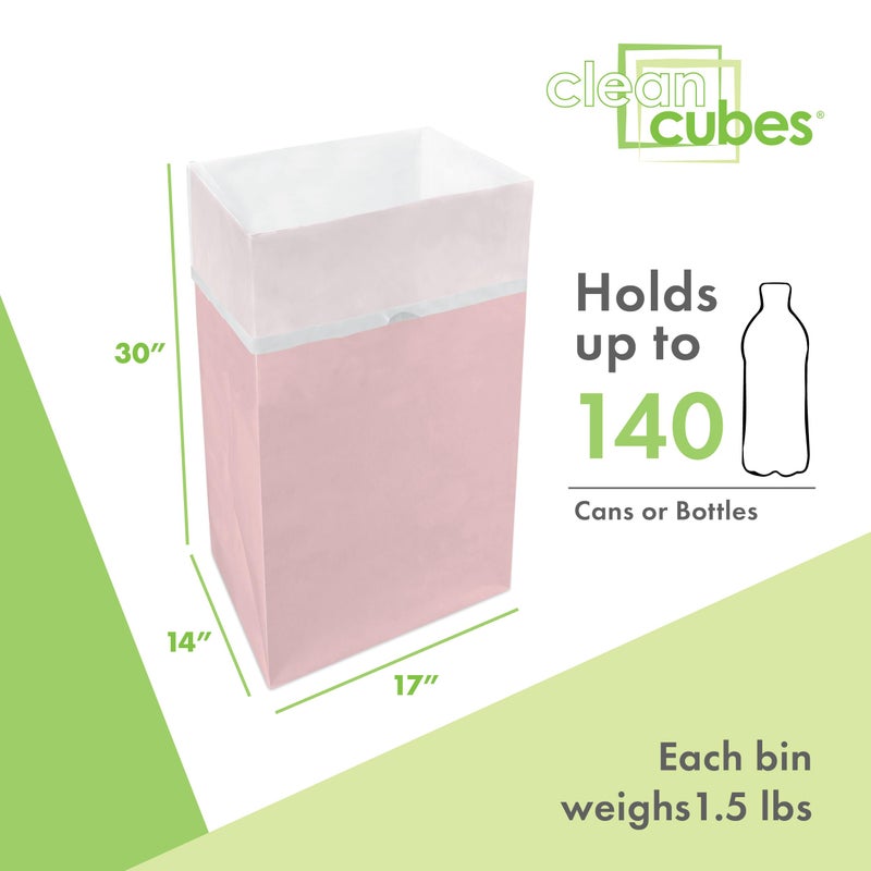 Clean Cubes 30 Gallon Disposable Pop-Up Trash Cans (3-Pack) with Fitted Bags â€“ Foldable Garbage & Recycling Bins for Parties, Events & Kitchen (Pink, 30" H x 14" W x 17" D) - Image 4