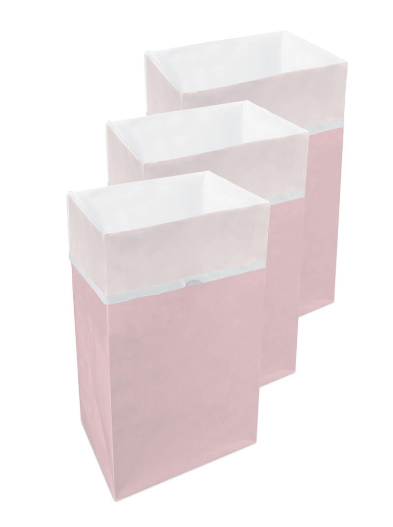 Clean Cubes 30 Gallon Disposable Pop-Up Trash Cans (3-Pack) with Fitted Bags â€“ Foldable Garbage & Recycling Bins for Parties, Events & Kitchen (Pink, 30" H x 14" W x 17" D) - Image 1