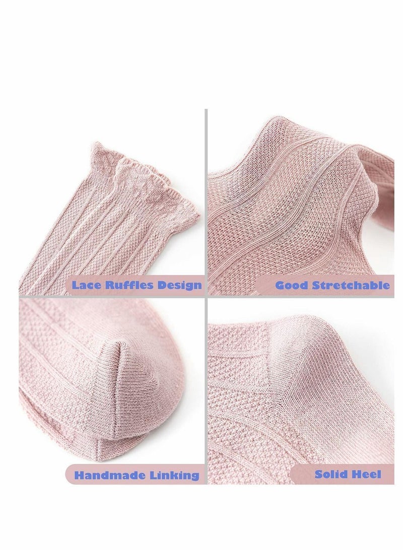 Y&D 5 Pack Baby Socks, Girls Knee High Socks Tube Cute Stockings, Long Unisex, Infants, Toddler Sock, Tights Toddlers Ruffled Uniform Stockings - Image 3