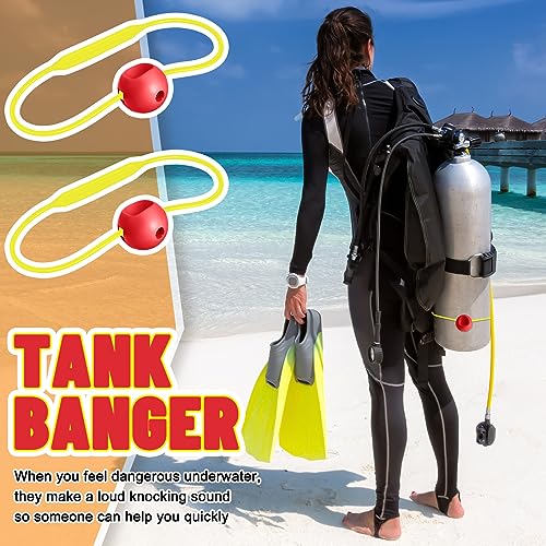 Woanger 2 Pcs Tank Banger Underwater Signal Device Cylinder Diving Tank Accessories for Divers Noise Maker (Yellow and Red) - Image 2