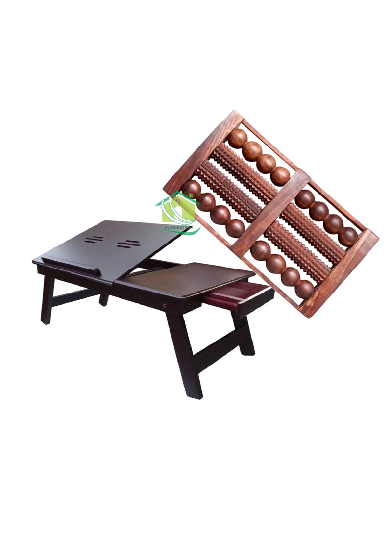 FA INDUSTRIES FA INDUSTRIES Wooden 8 Rod Massager 14x8x2 in Free with Wooden Adjustable Foldable MultiFunction Portable Laptop TableStudy Table Brown 61 x 33 x 26 in  - Image 2