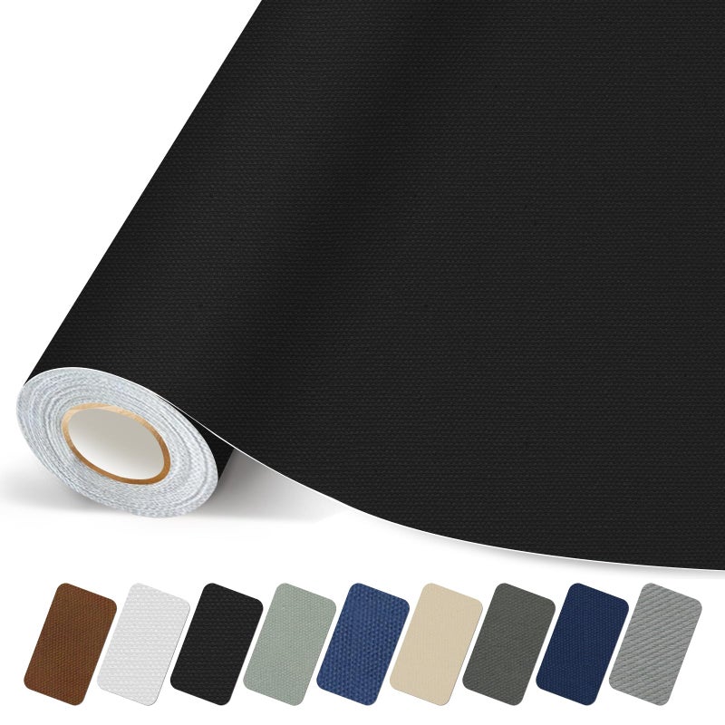 Lifenion Canvas Repair Patch, 17X79 Inch Strong Sticky Fabric Repair Tape, Self-Adhesive Fabric Patch for Sofas, Tote Bags, Clothing, Car Seats, Furniture (Black, 17X79 Inch) - Image 1